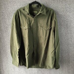 Eddie Bauer 100% Cotton Shirt Sz L Khaki Green M/W/Unisex